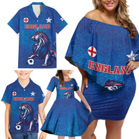 Custom England 2024 Football Family Matching Off Shoulder Short Dress and Hawaiian Shirt Go Champions Lionesses LT05 - Wonder Print Shop