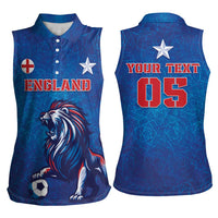 Custom England 2024 Football Women Sleeveless Polo Shirt Go Champions Lionesses LT05 - Wonder Print Shop