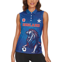 Custom England 2024 Football Women Sleeveless Polo Shirt Go Champions Lionesses LT05 - Wonder Print Shop