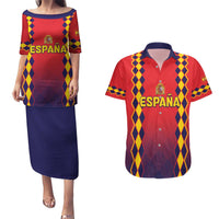 Custom Spain 2024 Football Couples Matching Puletasi and Hawaiian Shirt Go Champions La Roja Simple Style LT05 - Wonder Print Shop
