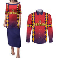 Custom Spain 2024 Football Couples Matching Puletasi and Long Sleeve Button Shirt Go Champions La Roja Simple Style LT05 - Wonder Print Shop