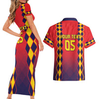 Custom Spain 2024 Football Couples Matching Short Sleeve Bodycon Dress and Hawaiian Shirt Go Champions La Roja Simple Style LT05 - Wonder Print Shop