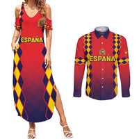 Custom Spain 2024 Football Couples Matching Summer Maxi Dress and Long Sleeve Button Shirt Go Champions La Roja Simple Style LT05 - Wonder Print Shop