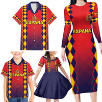 Custom Spain 2024 Football Family Matching Long Sleeve Bodycon Dress and Hawaiian Shirt Go Champions La Roja Simple Style LT05 - Wonder Print Shop
