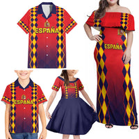 Custom Spain 2024 Football Family Matching Off Shoulder Maxi Dress and Hawaiian Shirt Go Champions La Roja Simple Style LT05 - Wonder Print Shop