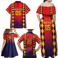Custom Spain 2024 Football Family Matching Off Shoulder Maxi Dress and Hawaiian Shirt Go Champions La Roja Simple Style LT05 - Wonder Print Shop