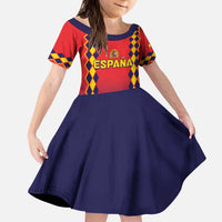 Custom Spain 2024 Football Kid Short Sleeve Dress Go Champions La Roja Simple Style LT05 - Wonder Print Shop