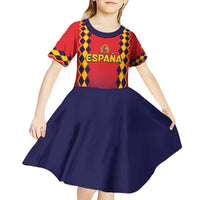 Custom Spain 2024 Football Kid Short Sleeve Dress Go Champions La Roja Simple Style LT05 - Wonder Print Shop