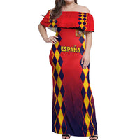 Custom Spain 2024 Football Off Shoulder Maxi Dress Go Champions La Roja Simple Style LT05 - Wonder Print Shop