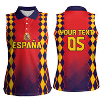 Custom Spain 2024 Football Women Sleeveless Polo Shirt Go Champions La Roja Simple Style LT05 - Wonder Print Shop