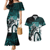 Cycologist Cycling Couples Matching Mermaid Dress and Hawaiian Shirt Grunge Style - Wonder Print Shop