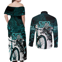 Cycologist Cycling Couples Matching Off Shoulder Maxi Dress and Long Sleeve Button Shirt Grunge Style - Wonder Print Shop