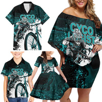 Cycologist Cycling Family Matching Off Shoulder Short Dress and Hawaiian Shirt Grunge Style - Wonder Print Shop