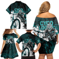 Cycologist Cycling Family Matching Off Shoulder Short Dress and Hawaiian Shirt Grunge Style - Wonder Print Shop