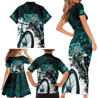 Cycologist Cycling Family Matching Short Sleeve Bodycon Dress and Hawaiian Shirt Grunge Style - Wonder Print Shop