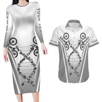 Personalized Cycling Couples Matching Long Sleeve Bodycon Dress and Hawaiian Shirt Its In My DNA - Wonder Print Shop