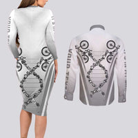 Personalized Cycling Couples Matching Long Sleeve Bodycon Dress and Long Sleeve Button Shirt Its In My DNA - Wonder Print Shop