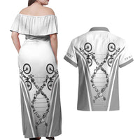 Personalized Cycling Couples Matching Off Shoulder Maxi Dress and Hawaiian Shirt Its In My DNA - Wonder Print Shop