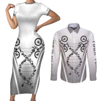 Personalized Cycling Couples Matching Short Sleeve Bodycon Dress and Long Sleeve Button Shirt Its In My DNA - Wonder Print Shop