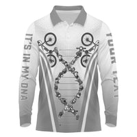 Personalized Cycling Long Sleeve Polo Shirt Its In My DNA - Wonder Print Shop