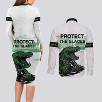 Alligator Alcatraz Defend Human Rights Couples Matching Long Sleeve Bodycon Dress and Long Sleeve Button Shirt Defend The Everglades - Wonder Print Shop
