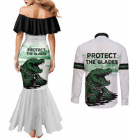 Alligator Alcatraz Defend Human Rights Couples Matching Mermaid Dress and Long Sleeve Button Shirt Defend The Everglades - Wonder Print Shop