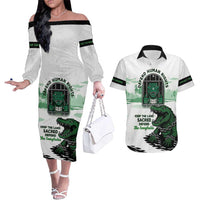 Alligator Alcatraz Defend Human Rights Couples Matching Off The Shoulder Long Sleeve Dress and Hawaiian Shirt Defend The Everglades - Wonder Print Shop