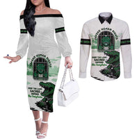 Alligator Alcatraz Defend Human Rights Couples Matching Off The Shoulder Long Sleeve Dress and Long Sleeve Button Shirt Defend The Everglades - Wonder Print Shop