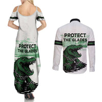 Alligator Alcatraz Defend Human Rights Couples Matching Summer Maxi Dress and Long Sleeve Button Shirt Defend The Everglades - Wonder Print Shop