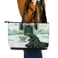 Alligator Alcatraz Defend Human Rights Leather Tote Bag Defend The Everglades - Wonder Print Shop