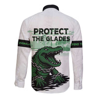 Alligator Alcatraz Defend Human Rights Long Sleeve Button Shirt Defend The Everglades - Wonder Print Shop