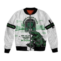 Alligator Alcatraz Defend Human Rights Sleeve Zip Bomber Jacket Defend The Everglades - Wonder Print Shop
