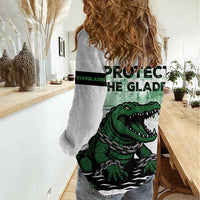 Alligator Alcatraz Defend Human Rights Women Casual Shirt Defend The Everglades - Wonder Print Shop