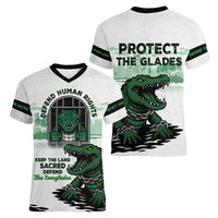 Alligator Alcatraz Defend Human Rights Women V-Neck T-Shirt Defend The Everglades - Wonder Print Shop