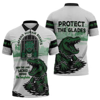 Alligator Alcatraz Defend Human Rights Zipper Polo Shirt Defend The Everglades - Wonder Print Shop