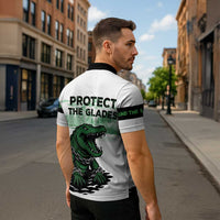 Alligator Alcatraz Defend Human Rights Zipper Polo Shirt Defend The Everglades - Wonder Print Shop