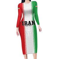 Custom Iran Football 2026 Long Sleeve Bodycon Dress Go Team Melli Flag Style