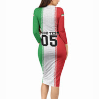 Custom Iran Football 2026 Long Sleeve Bodycon Dress Go Team Melli Flag Style
