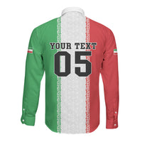 Custom Iran Football 2026 Long Sleeve Button Shirt Go Team Melli Flag Style