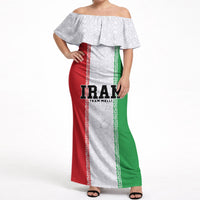 Custom Iran Football 2026 Off Shoulder Maxi Dress Go Team Melli Flag Style