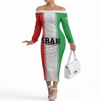 Custom Iran Football 2026 Off The Shoulder Long Sleeve Dress Go Team Melli Flag Style