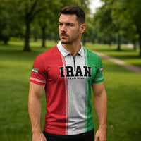 Custom Iran Football 2026 Zipper Polo Shirt Go Team Melli Flag Style