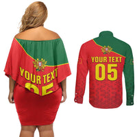 Custom Portugal 2024 Football Couples Matching Off Shoulder Short Dress and Long Sleeve Button Shirt Go Champions A Selecao das Quinas LT05 - Wonder Print Shop
