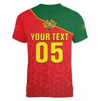 Custom Portugal 2024 Football Women V-Neck T-Shirt Go Champions A Selecao das Quinas LT05 - Wonder Print Shop