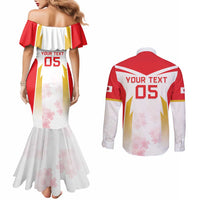 Custom Japan Rugby 2024 Couples Matching Mermaid Dress and Long Sleeve Button Shirt Go Cherry Blossoms