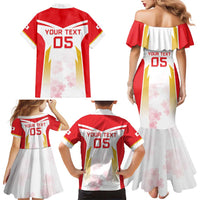 Custom Japan Rugby 2024 Family Matching Mermaid Dress and Hawaiian Shirt Go Cherry Blossoms LT05 - Wonder Print Shop