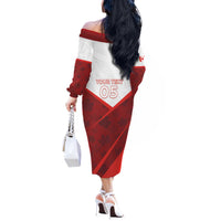 Custom Canada Rugby 2024 Off The Shoulder Long Sleeve Dress Go Canada Simple Style LT05 - Wonder Print Shop