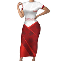 Custom Canada Rugby 2024 Short Sleeve Bodycon Dress Go Canada Simple Style LT05 - Wonder Print Shop