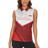 Custom Canada Rugby 2024 Women Sleeveless Polo Shirt Go Canada Simple Style LT05 - Wonder Print Shop
