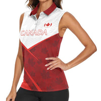 Custom Canada Rugby 2024 Women Sleeveless Polo Shirt Go Canada Simple Style LT05 - Wonder Print Shop